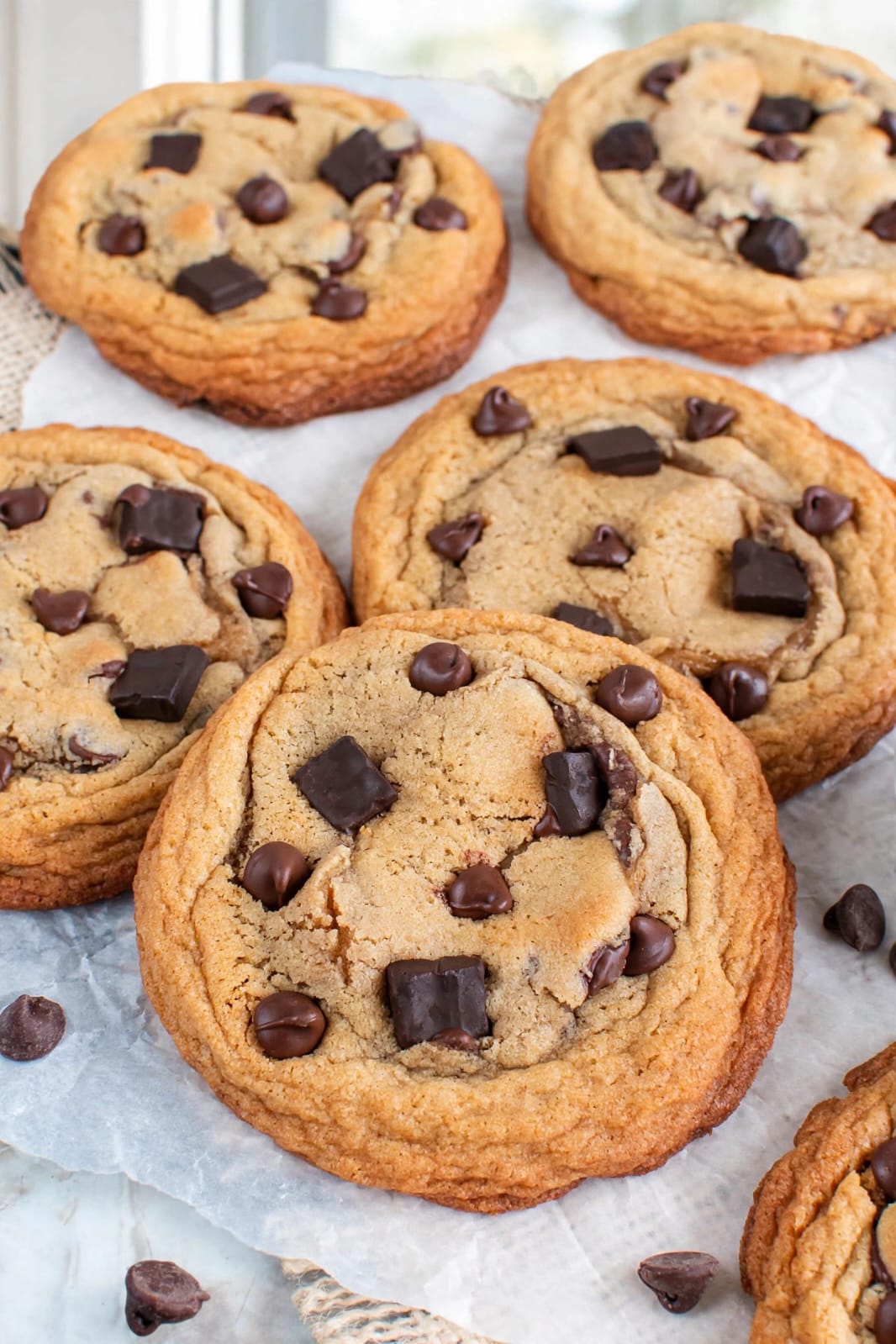 Chocolate Chunk Cookies with soft chewy centers, crisp golden edges, and rich melted chocolate chunks
