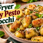 Crispy Pesto Gnocchi with basil pesto, Parmesan, garlic, fresh herbs, and golden air-fried edges